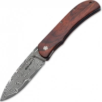 Нож складной Boker Plus Exskelibur I Damascus Cocobolo, дамасская сталь Plain, рукоять дерево, 01BO222DAM купить в Махачкале