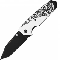 Нож складной Hogue EX-02 Tanto Skulls & Bones, сталь 154CM, рукоять ABS-пластик, молочный купить в Махачкале