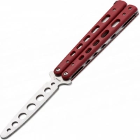 Тренировочный нож-бабочка (балисонг) Balisong Trainer, Boker Plus 01BO712, клинок из нержавеющей стали Zero-ground Plain (без заточки), рукоять стеклотекстолит G10, красный купить в Махачкале