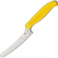 Универсальный кухонный нож Spyderco Z-Cut Serrated Offset Kitchen, сталь CTS™ — BD1 Alloy, рукоять желтый полипропилен купить в Махачкале